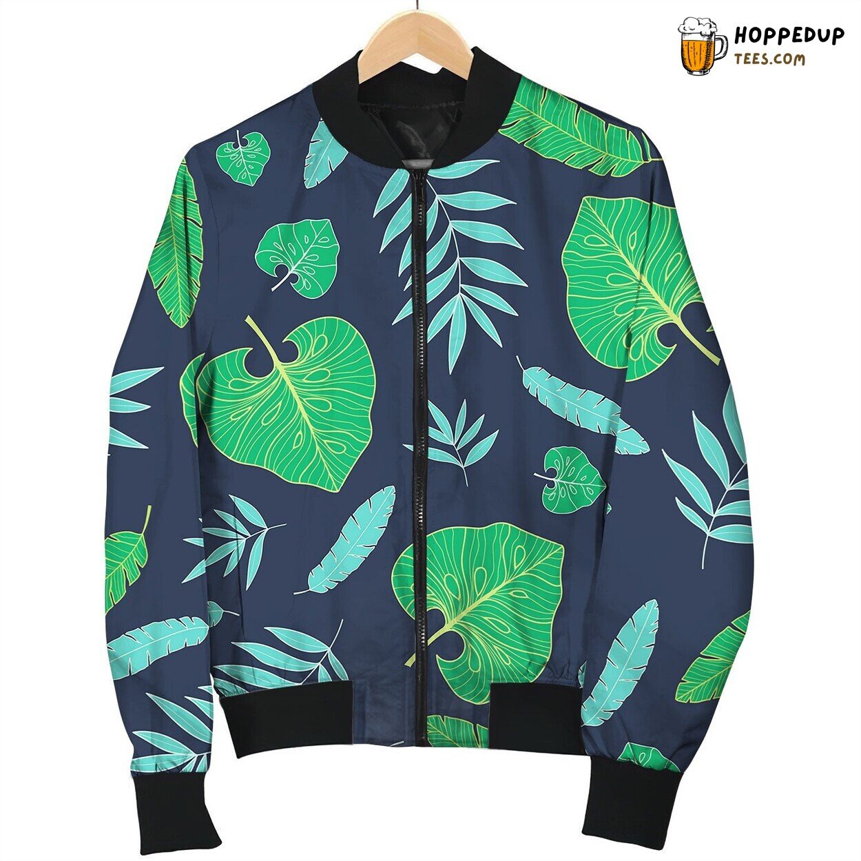 Dark Tropical Summer Hawaiian Seamless Bomber Jacket