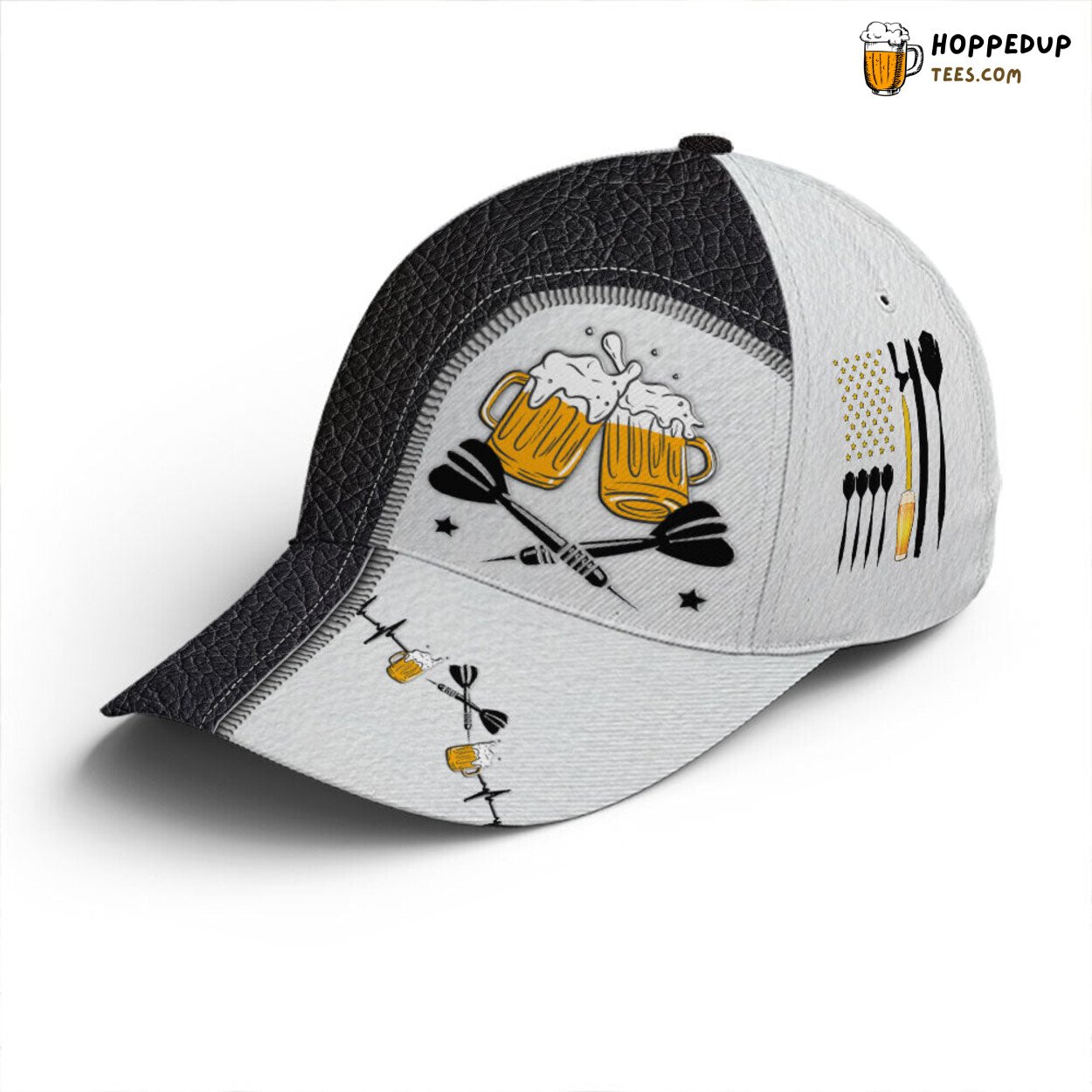 Dart Beer Unique Twotone Leather Baseball Cap Premium Quality