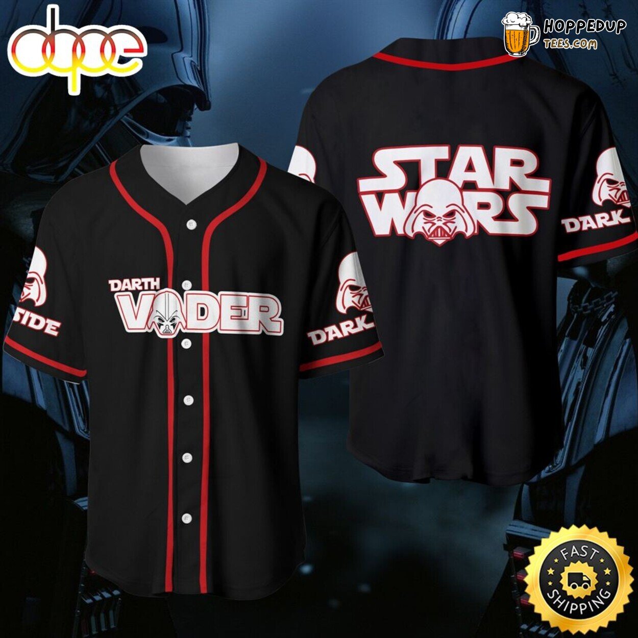 Darth Vader Star Wars Black Red Logo Personalized Baseball Jersey