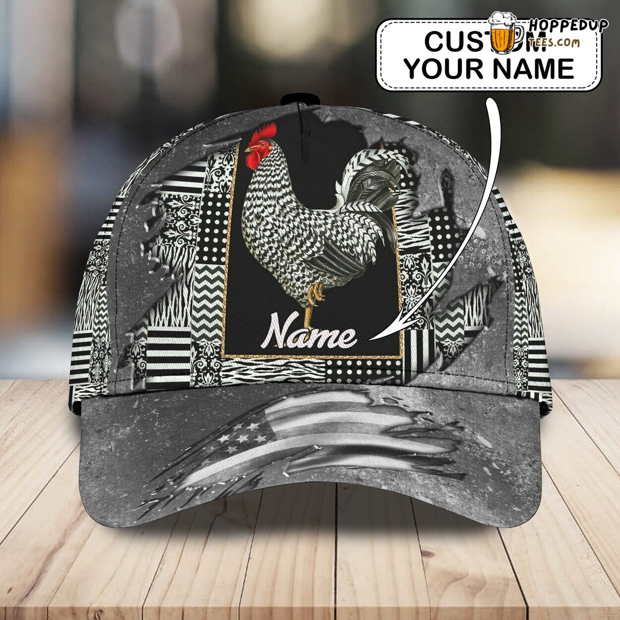 Dawn Crows Series 3D Classic Cap Rooster Enthusiast Personalized Name Look
