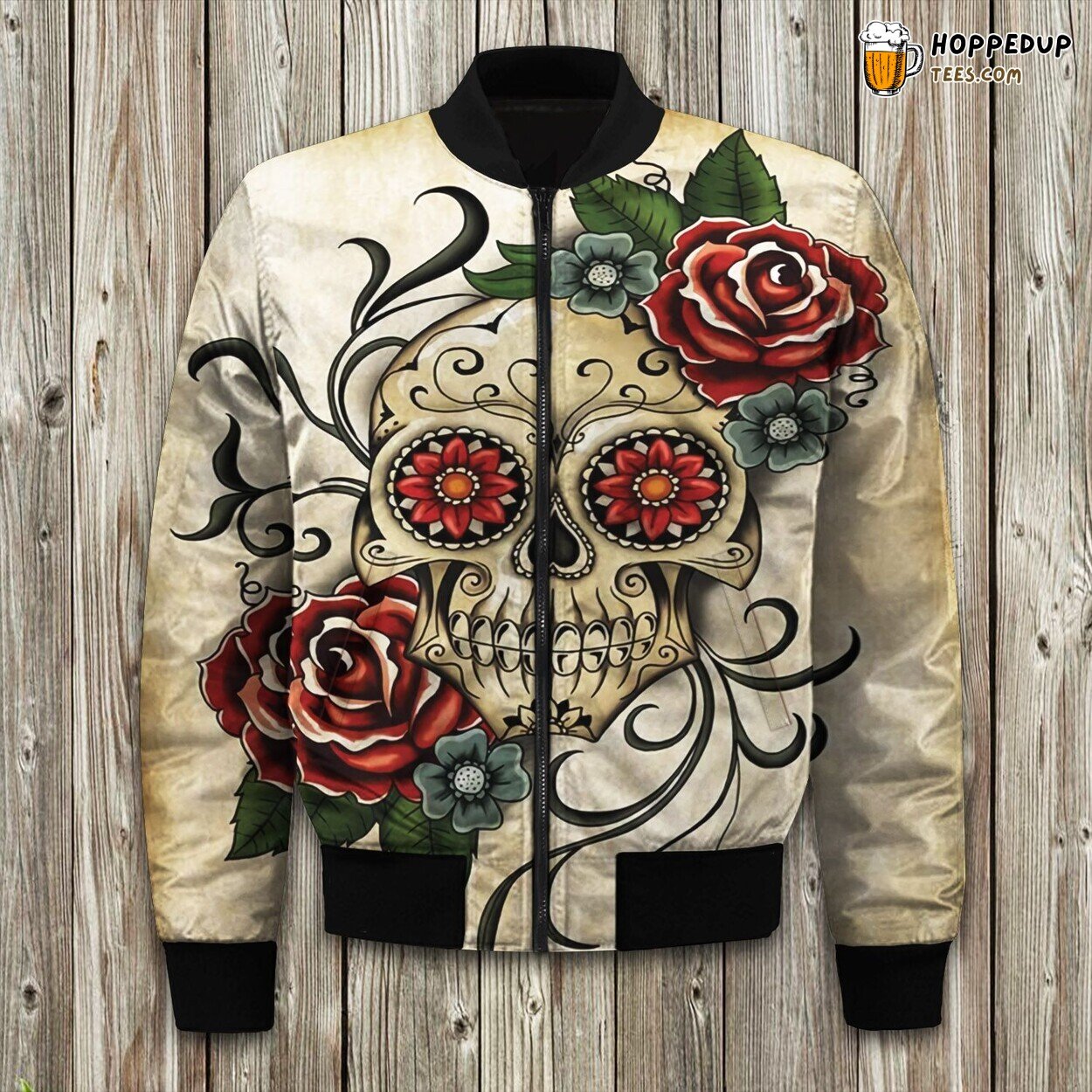 Day of Dead Sugar Skull Winter Bomber Jacket Tailored Stylish Warmth