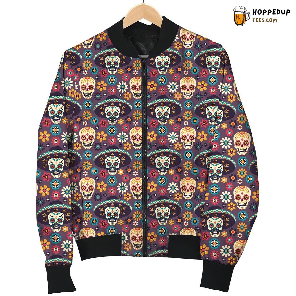 Day Of The Dead Pattern Bomber Jacket
