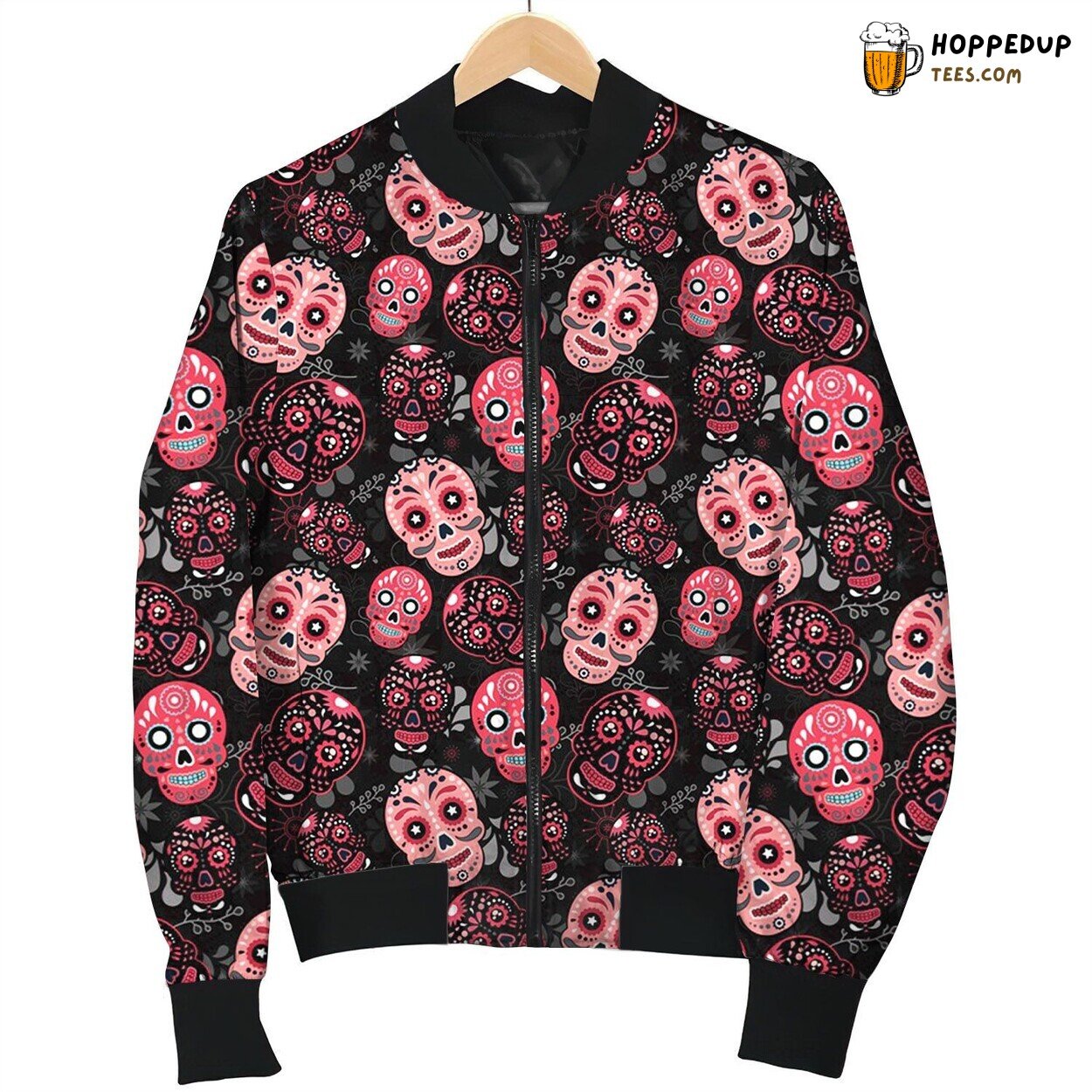 Day Of The Dead Pink Skulls Bomber Jacket