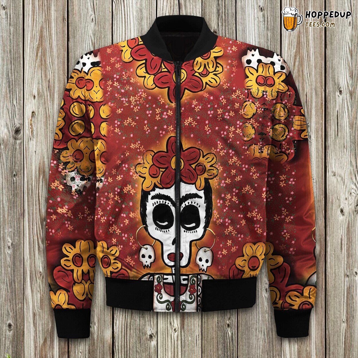 Day Of The Dead Skull Elegance Winter Bomber Jacket Warm Comfort Luxurious Design