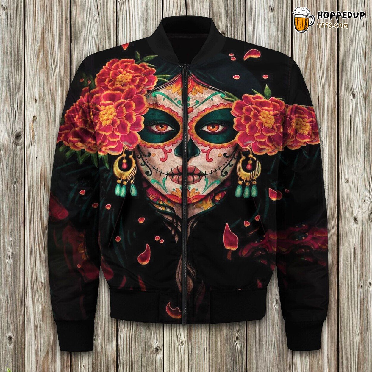 Day Of The Dead Sugar Skull Girl Bomber Jacket