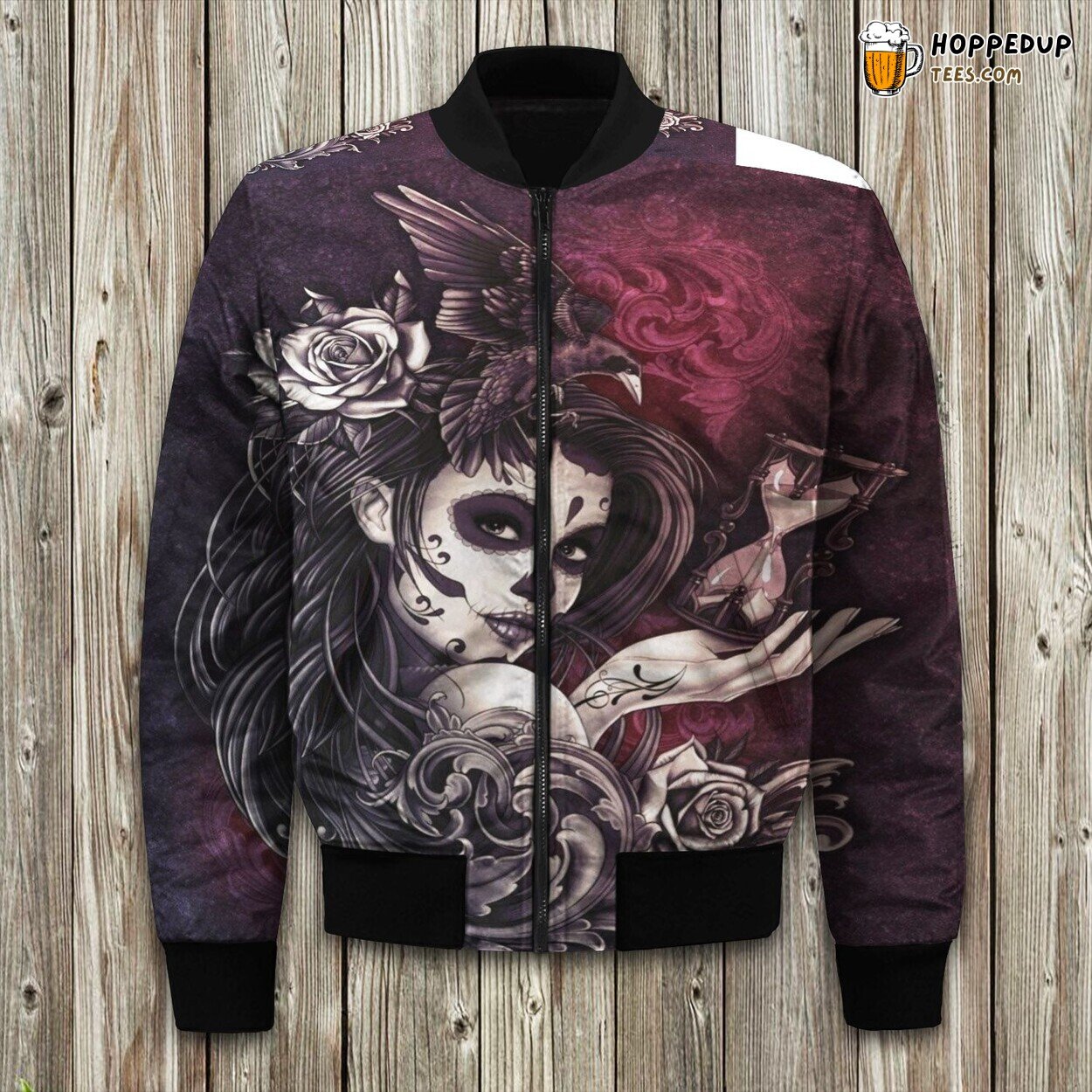 Day Of The Dead Suger Skull Girl Bomber Jacket
