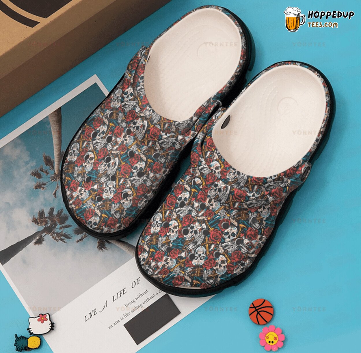 Day Of The Dead Themed Rubber Clog Shoes Comfy Cultural Inspired Footwear