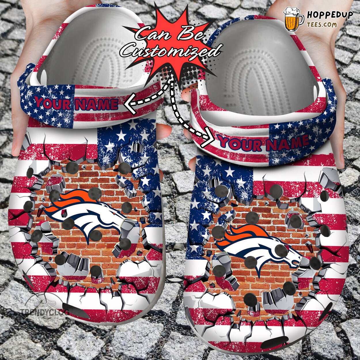 DBroncos Football American Flag Wall Art Clog Shoes