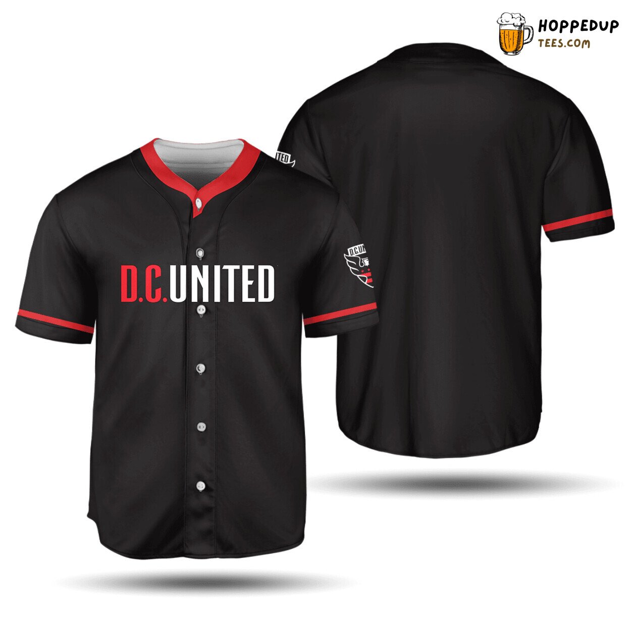 DC United MLS Black Unisex Baseball Jersey Soccer Supporter Tee