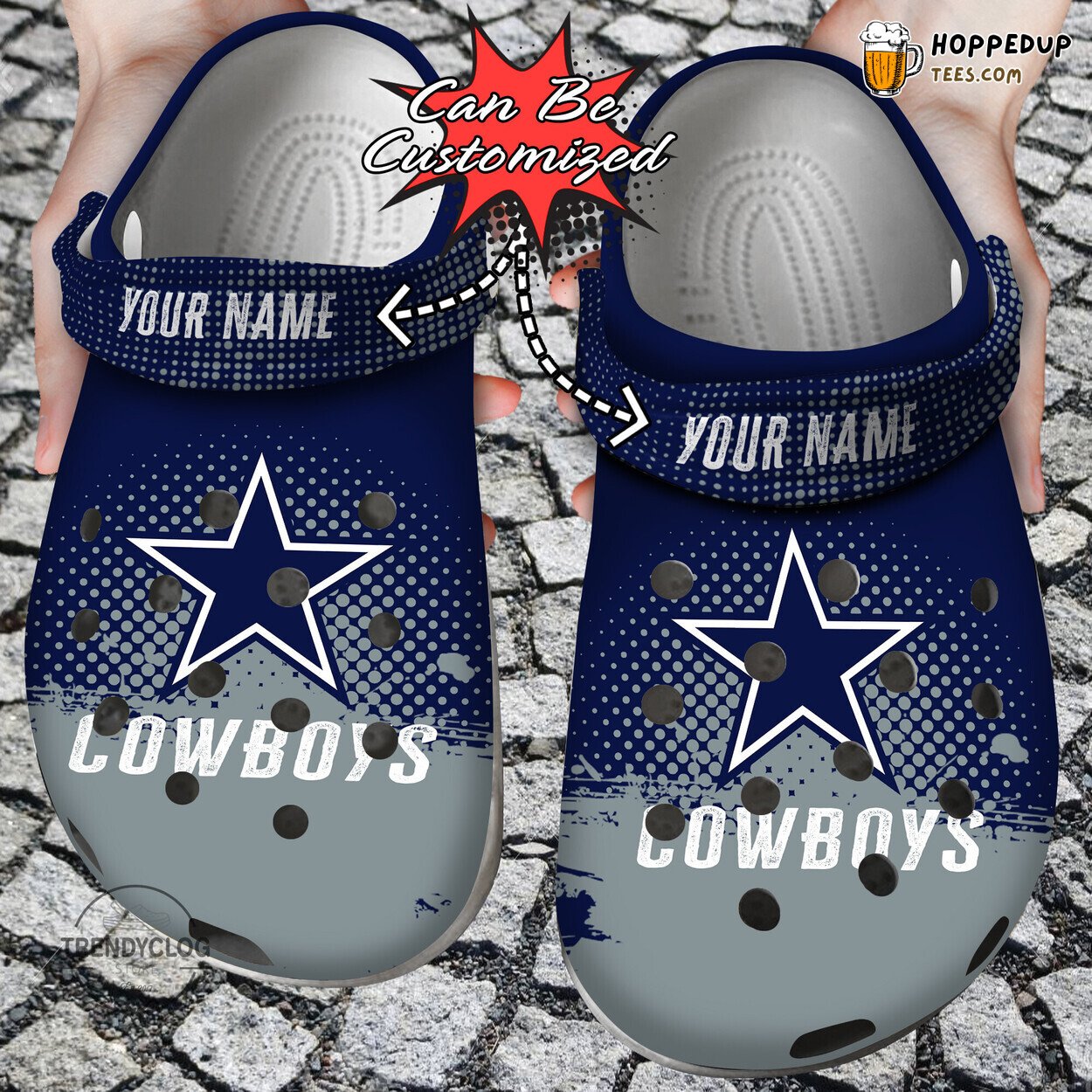 DCowboys Football Half Tone Drip Flannel Personalized Clogs