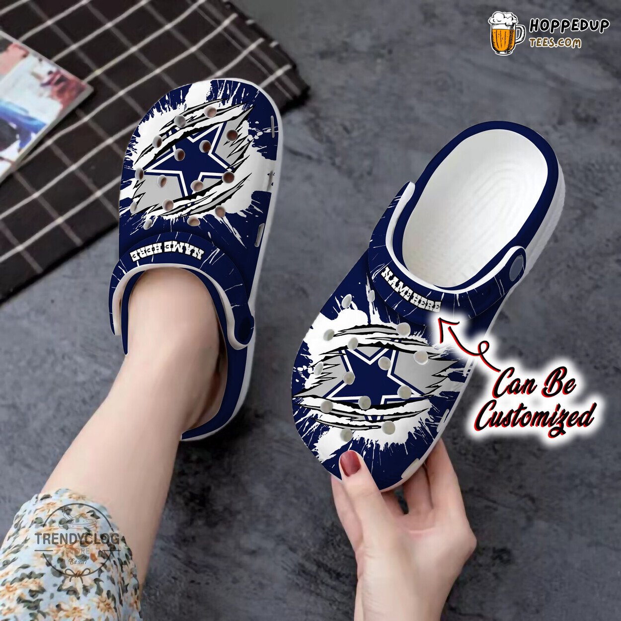 DCowboys Football Personalized Ripped Claw Unique Clog Shoes Design