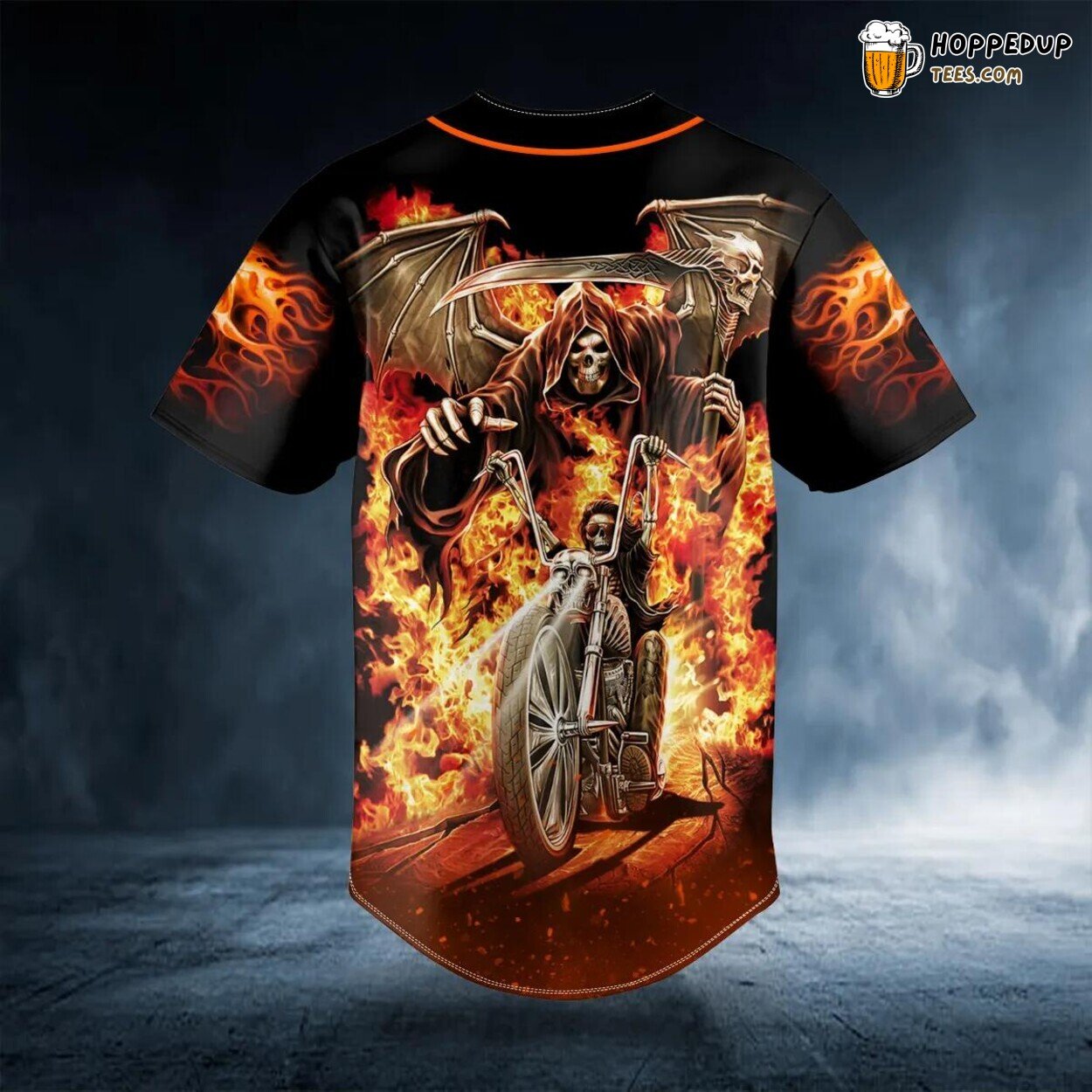 Dead Racer Ghost Rider Skull Fire Baseball Jersey Graphic Tees 3D Print