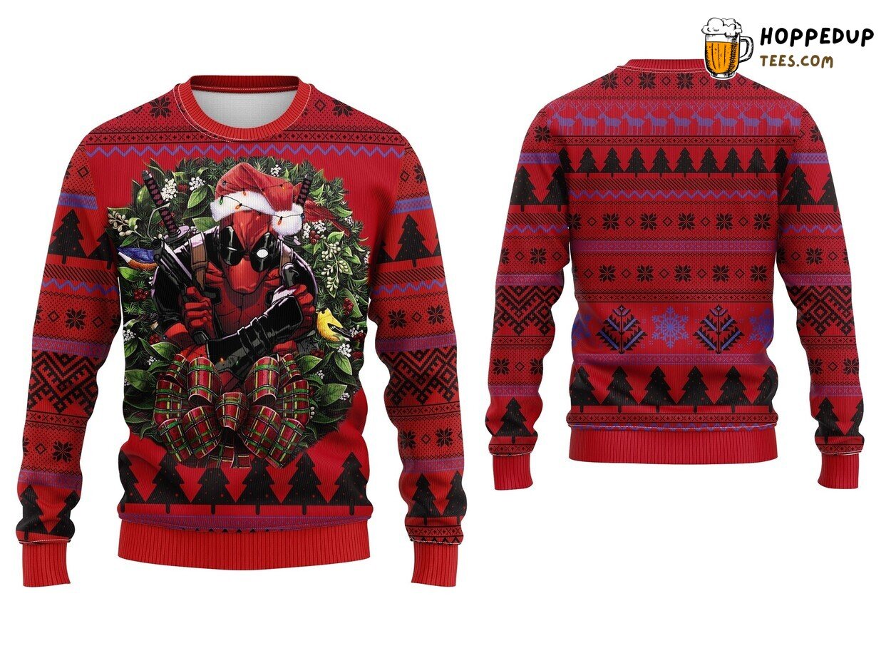 Deadpool Superhero Ugly Christmas Sweater Men Women Xmas Pullover