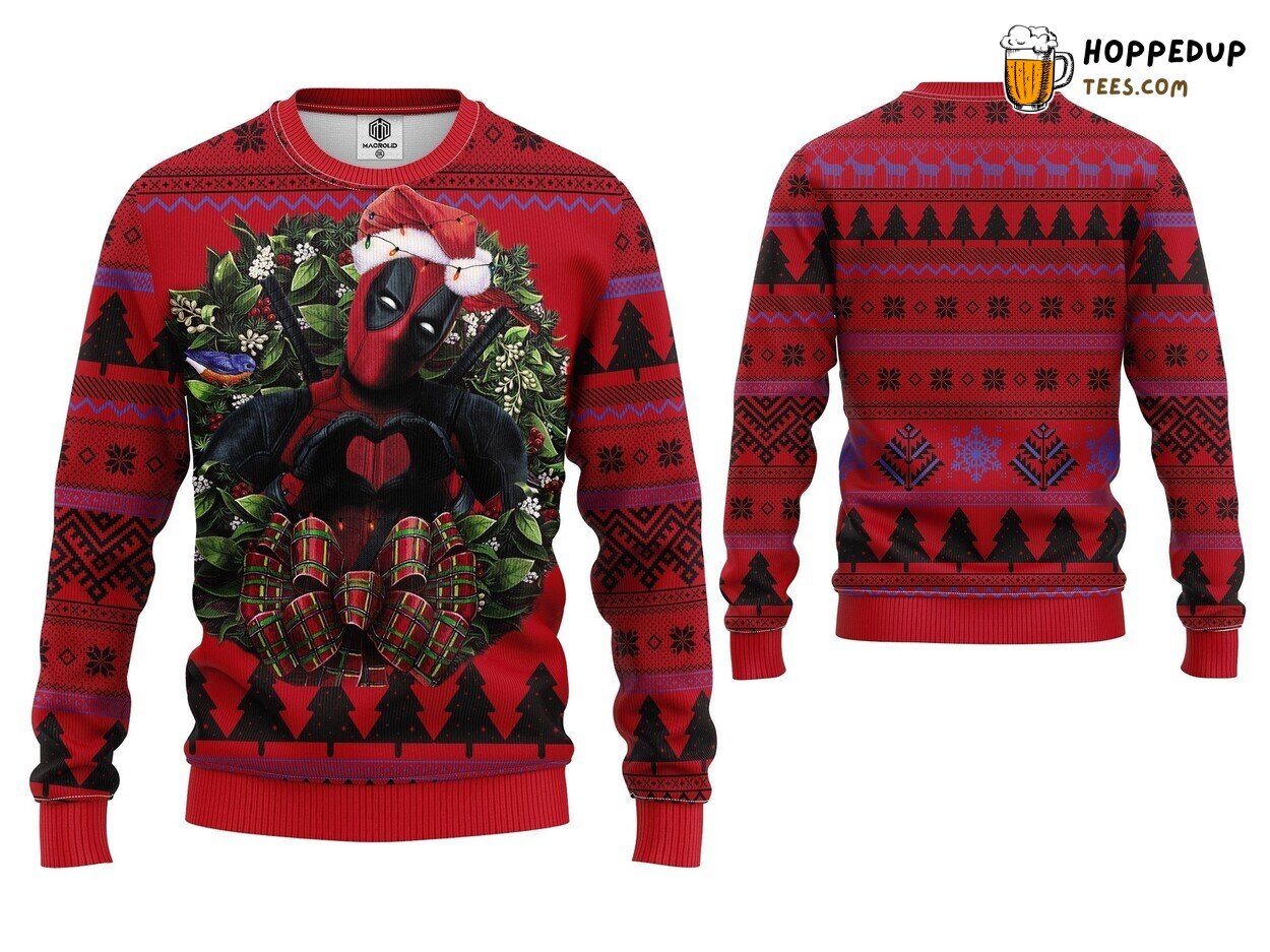 Deadpool Themed Ugly Christmas Sweater Unisex Woolen Xmas Wear