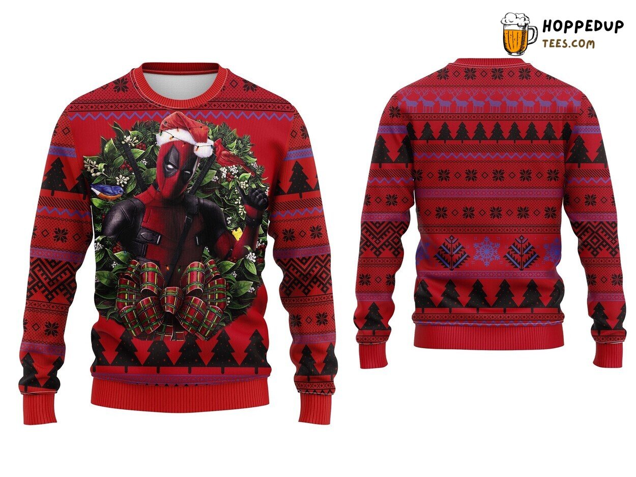 Deadpool Ugly Christmas Sweater Unisex Superhero Themed Winter Wear