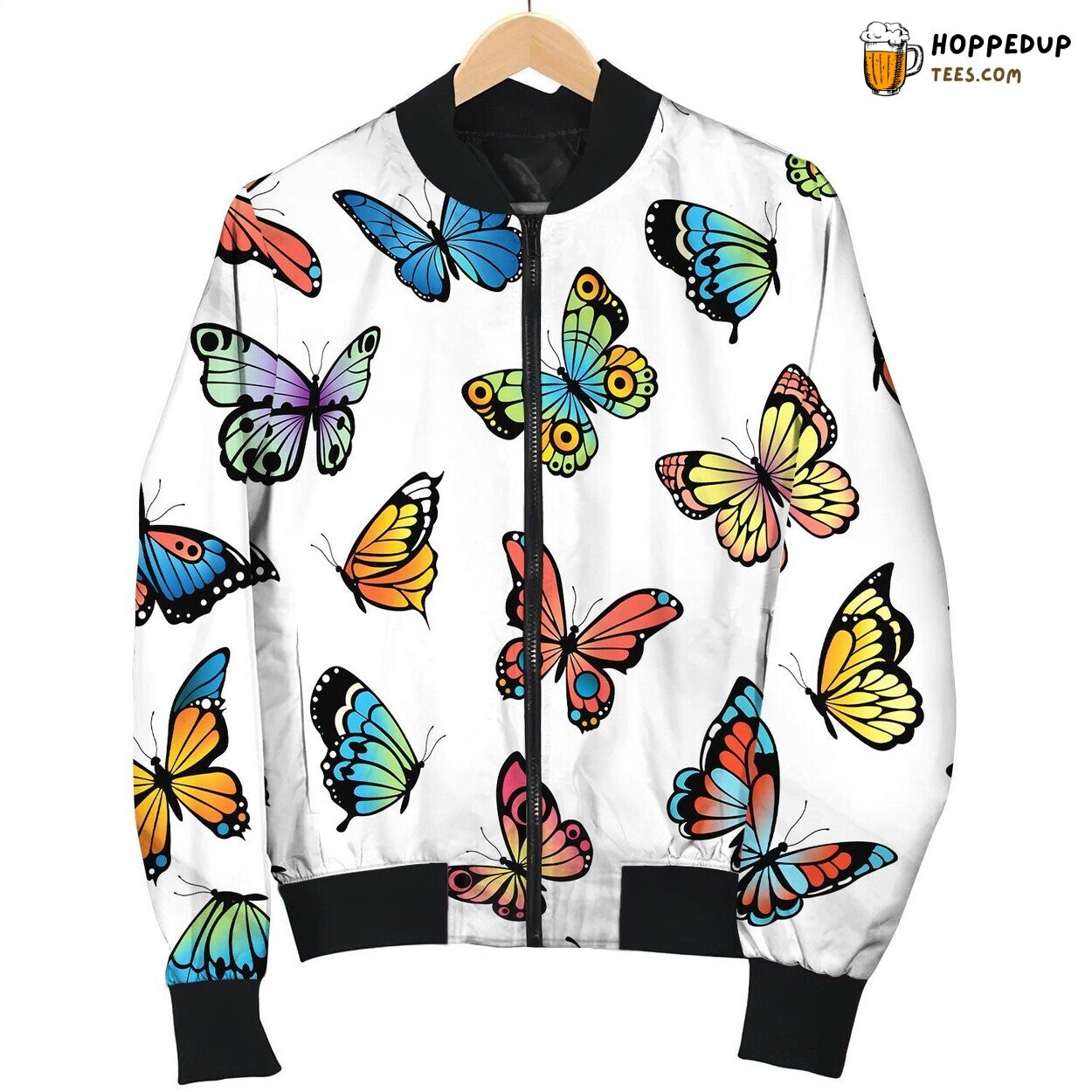 Decorative Butterflies Pattern Bomber Jacket