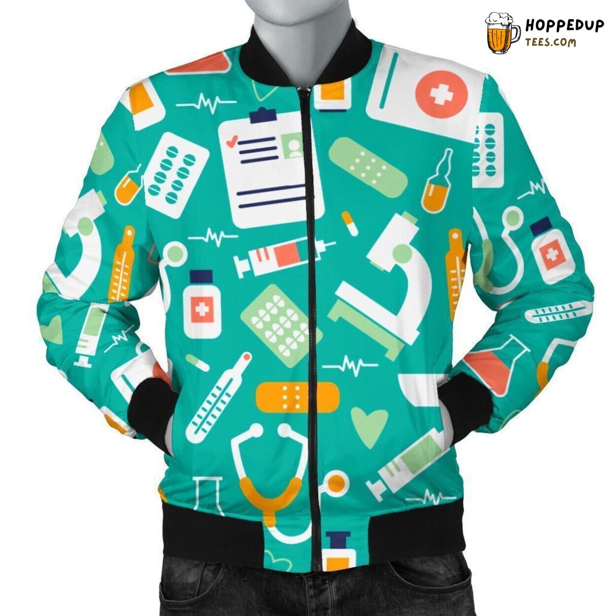 Dedicated Nurse Design Men’s Bomber Jacket Distinct Pattern Design Tribute