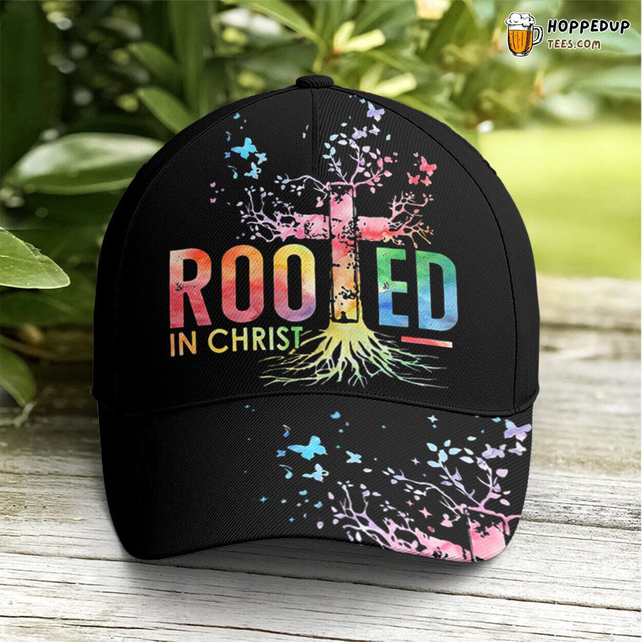 Deep Faith Message Rooted In Christ Black Baseball Cap Art