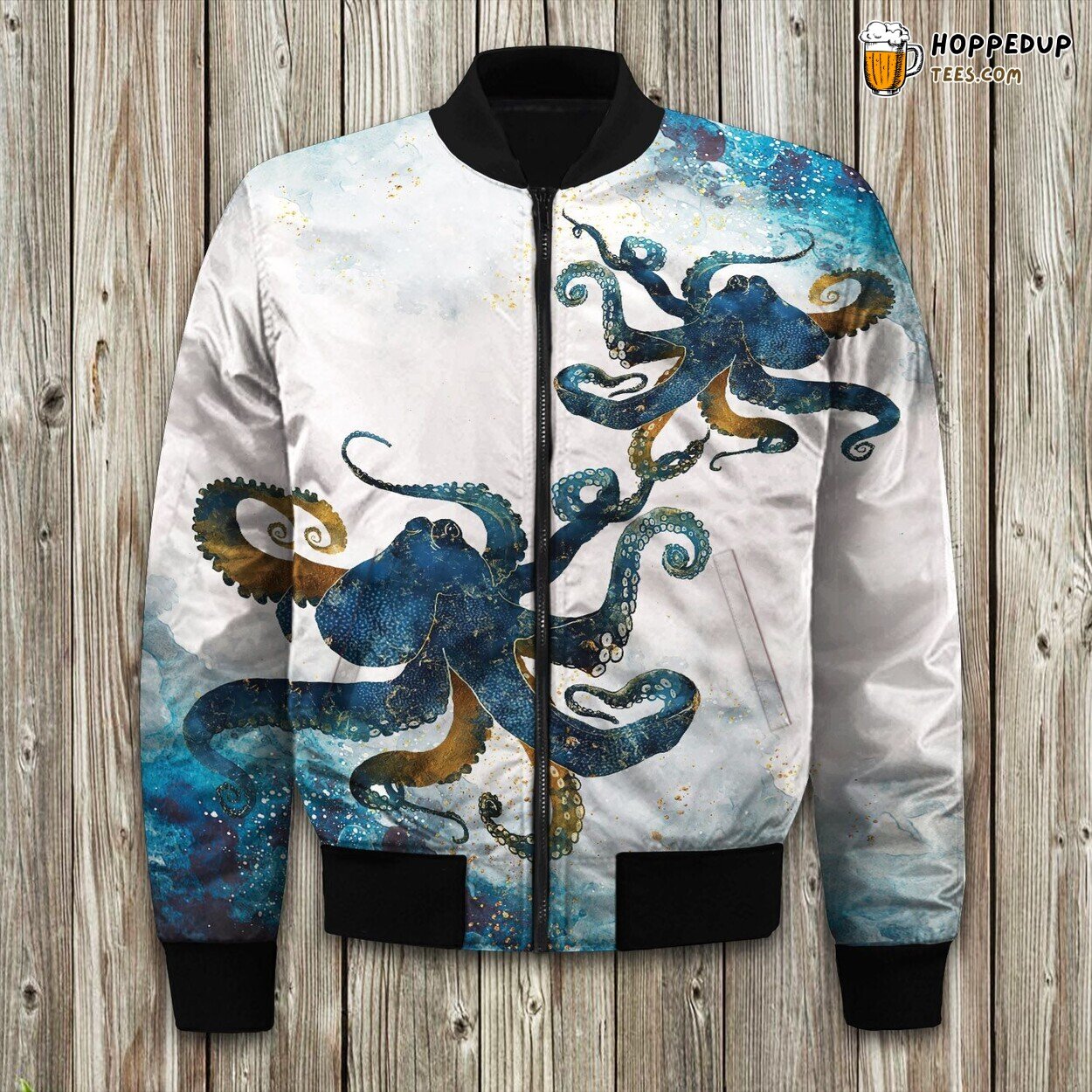Deep Sea Kraken Octopus Winter Bomber Jacket Nautical Exploration
