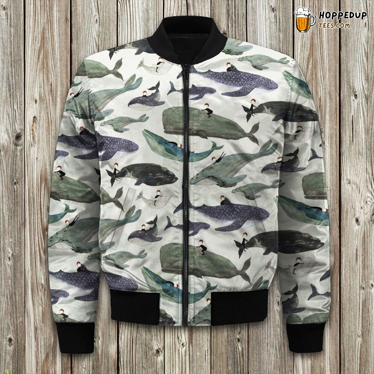 Deep Sea Life Whale Winter Bomber Jacket Stylish Design Cozy Wear