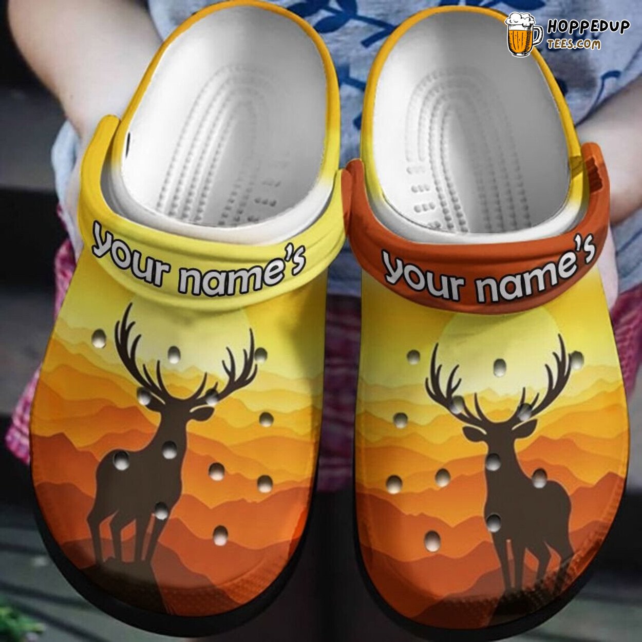 Deer Hillside Mountain Themed Crocbland Comfortable Birthday Clogs