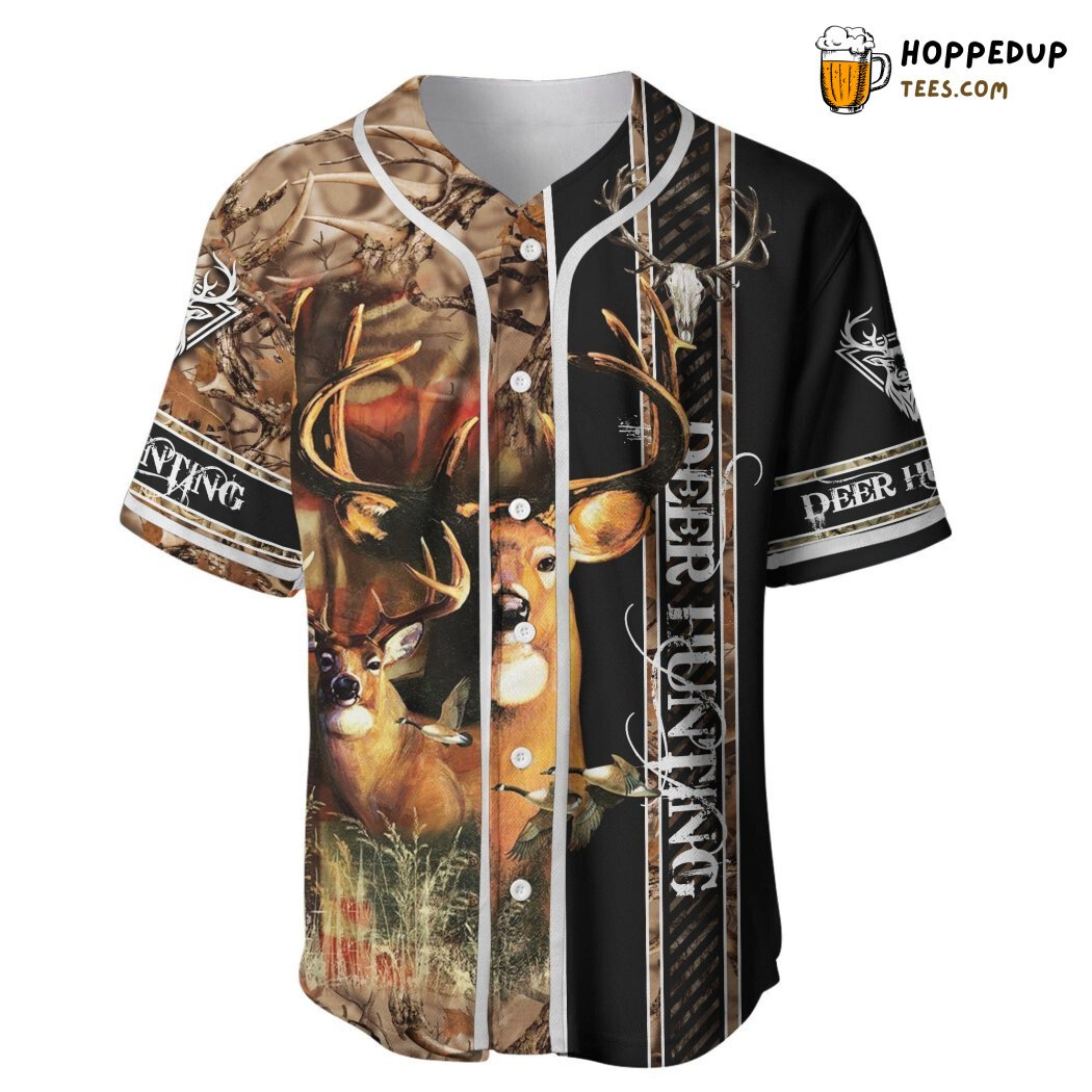 Deer Hunt Forest Camo 3D Baseball Tee Jersey Shirt for Outdoorsmen