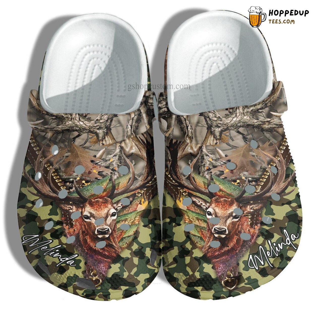 Deer Hunter Camouflage Croc Shoes Perfect Father Day Gift in Army Camo