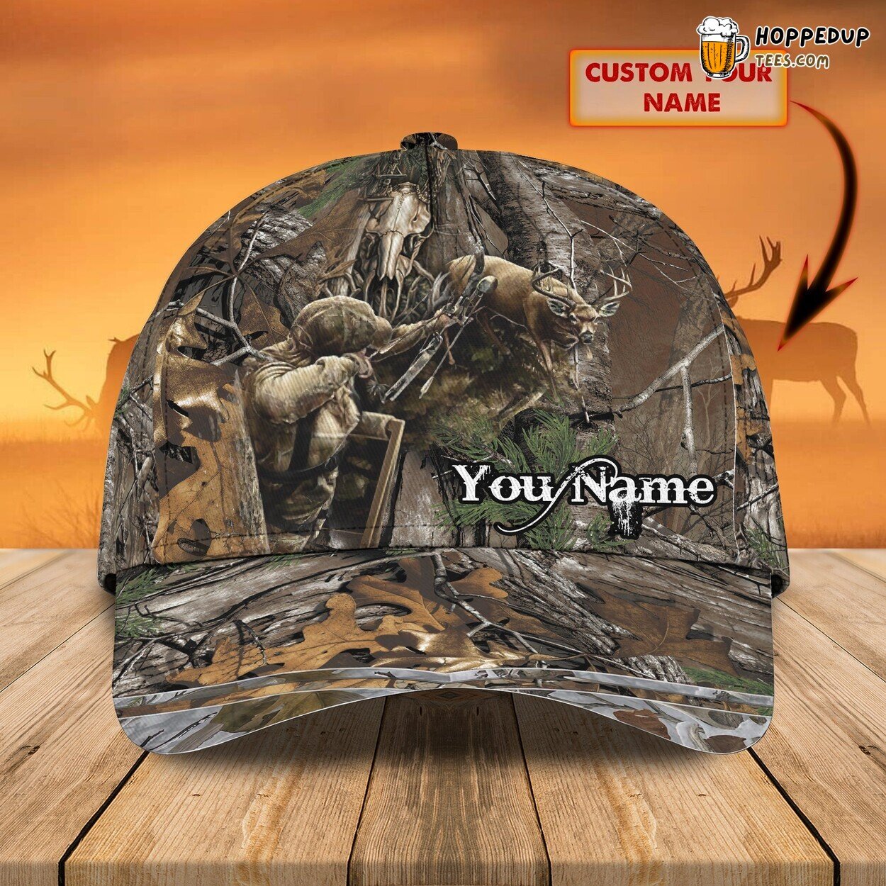 Deer Hunting Bow 3D Classic Cap Personalized Name Unique Signature Design