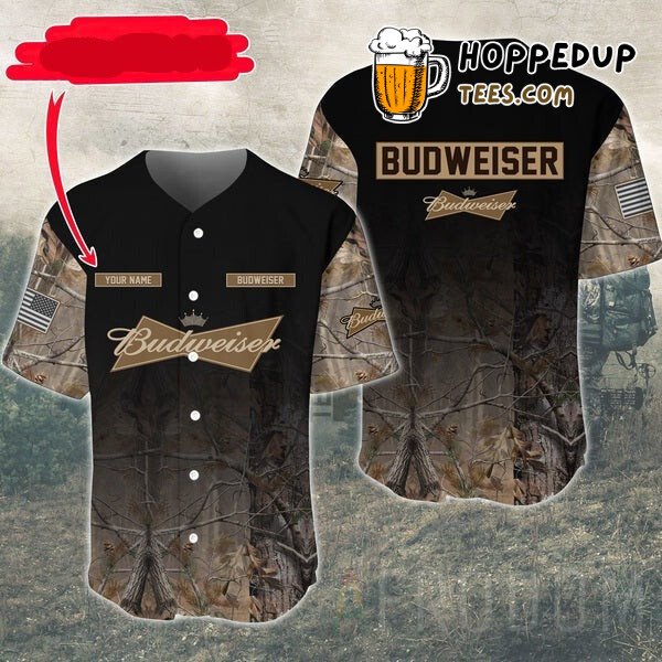 Deer Hunting Budweiser Theme Baseball Jersey Unique Personalized Edition