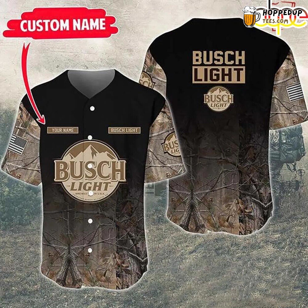 Deer Hunting Busch Light 3D Print Personalized Baseball Jersey Design