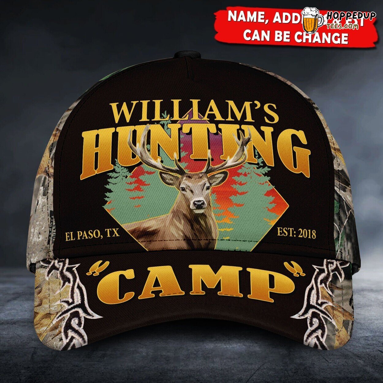 Deer Hunting Camp Addrees Est Personalized Classic Cap Design