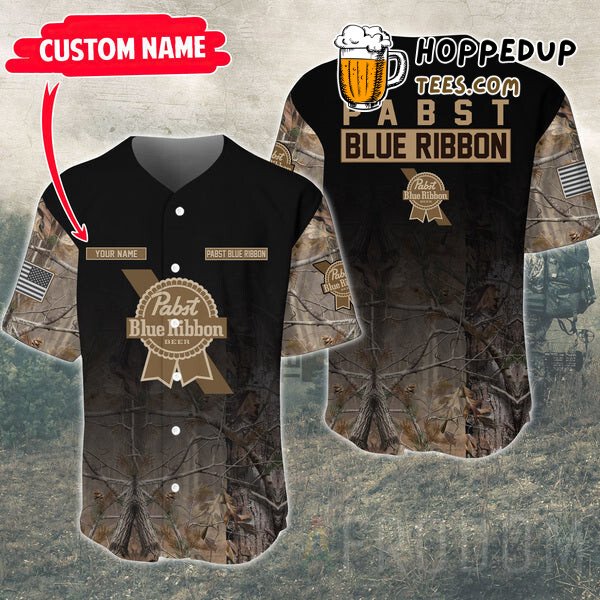 Deer Hunting Pabst Blue Ribbon Theme Baseball Jersey Design
