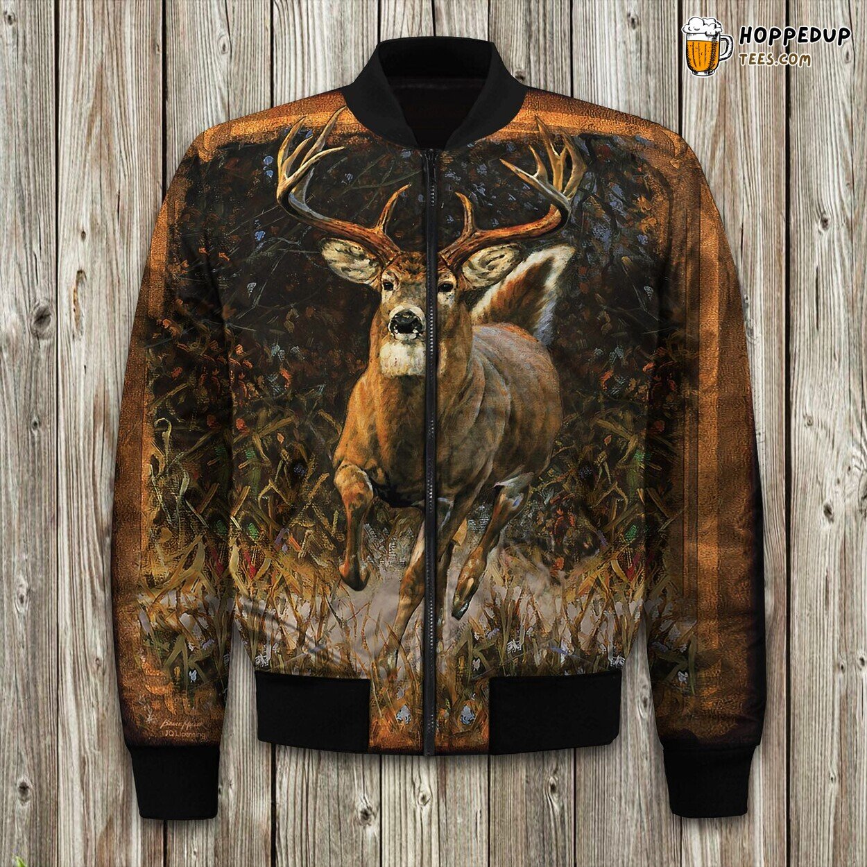 Deer Hunting Scene Winter Bomber Jacket Outdoor Adventure Enthusiast’s Look