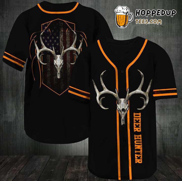 Deer hunting skull Baseball Tee Jersey Shirt Printed 3D