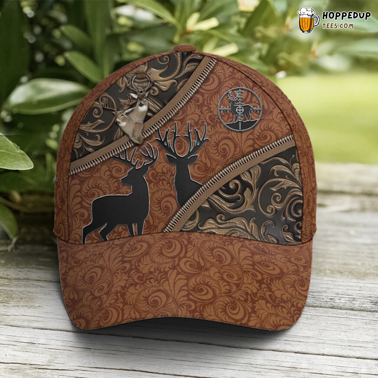 Deer Hunting Theme Exquisite Leather Style Unique Baseball Cap Look