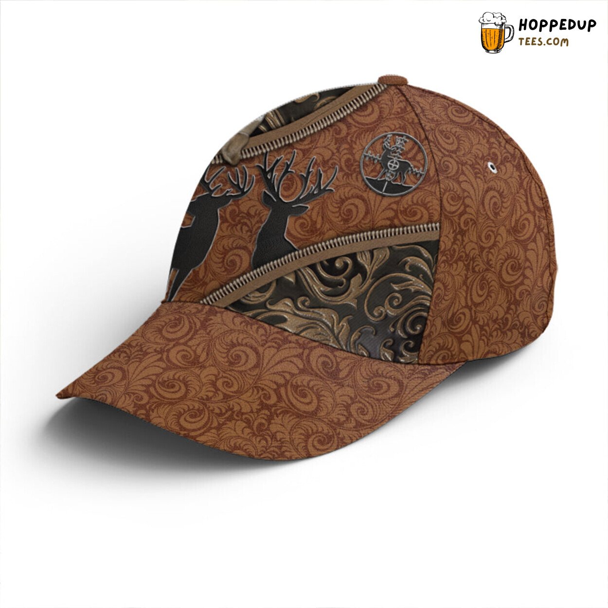 Deer Hunting Theme Exquisite Leather Style Unique Baseball Cap Look
