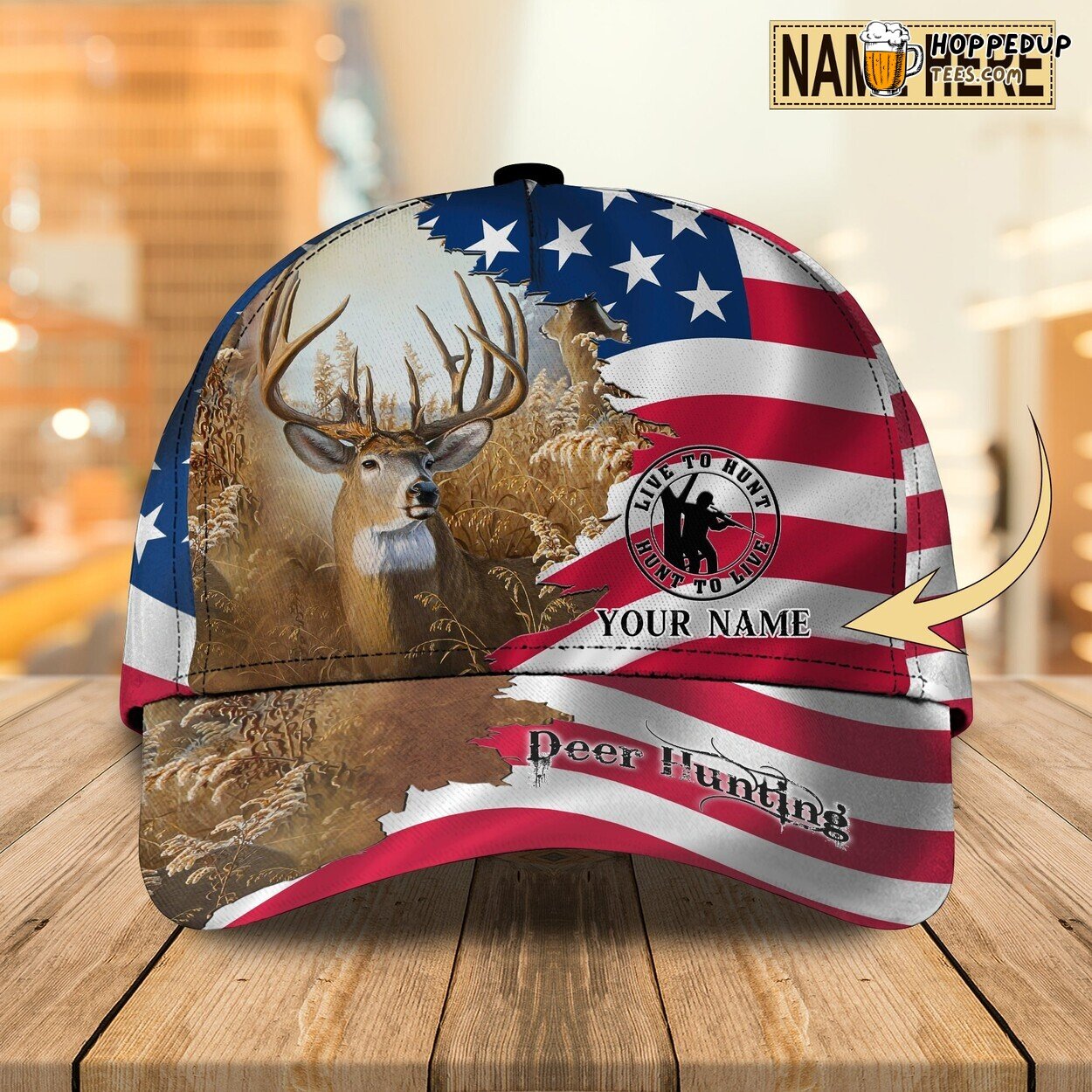 Deer Hunting Win 3D Classic Cap Personalized Name Premium Elegant Design