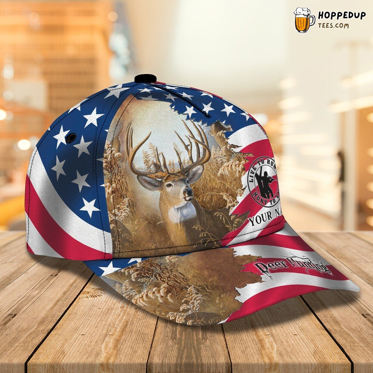 Deer Hunting Win 3D Classic Cap Personalized Name Premium Elegant Design Deer Hunting Win 3D Classic Cap Personalized Name Premium Elegant Design