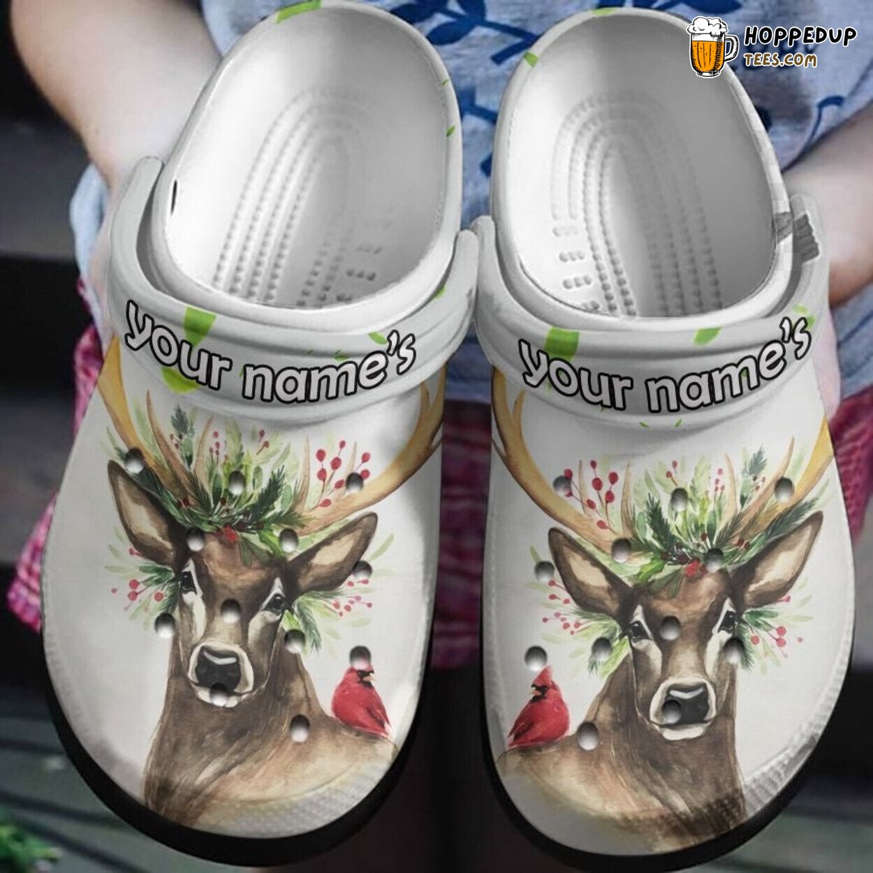 Deer Red Bird Themed Comfortable Unique Design Mother Grandma Gift Clogs