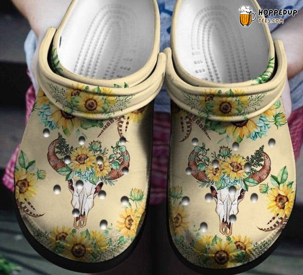 Deer Skull Sunflowers Art Women Shoes Cute Comfortable Rubber Clog Footwear
