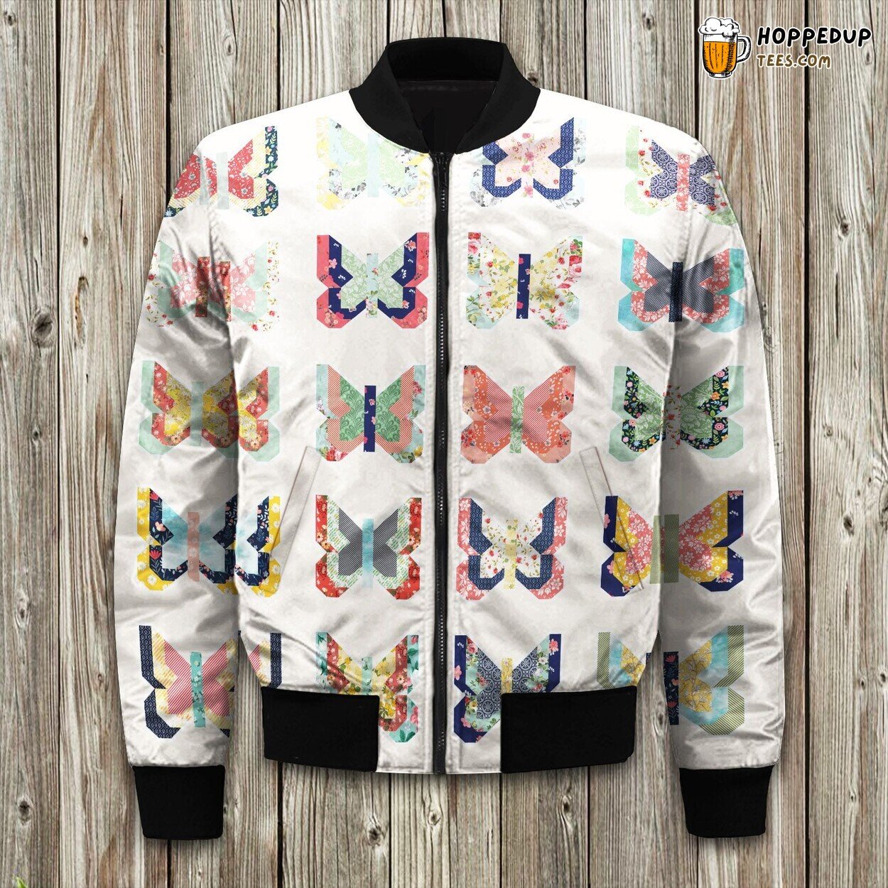 Delicate Butterfly Art Winter Bomber Jacket Nature’s Grace Fashion Touch