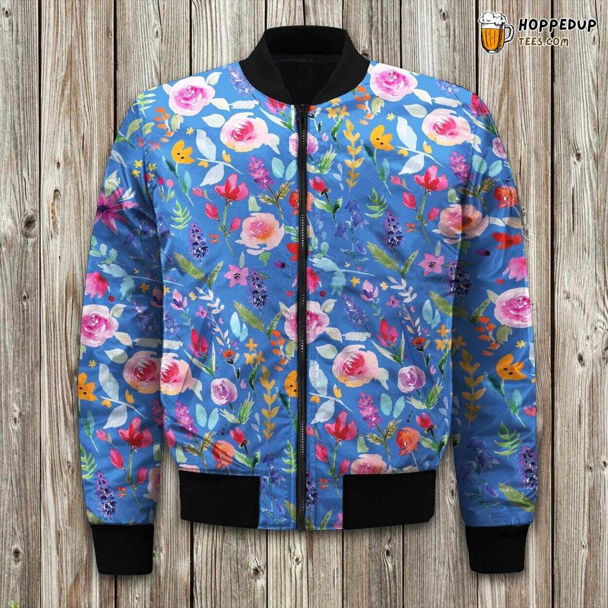 Delicate Tulip Blossom Design Bomber Jackets Winter Floral Beauty