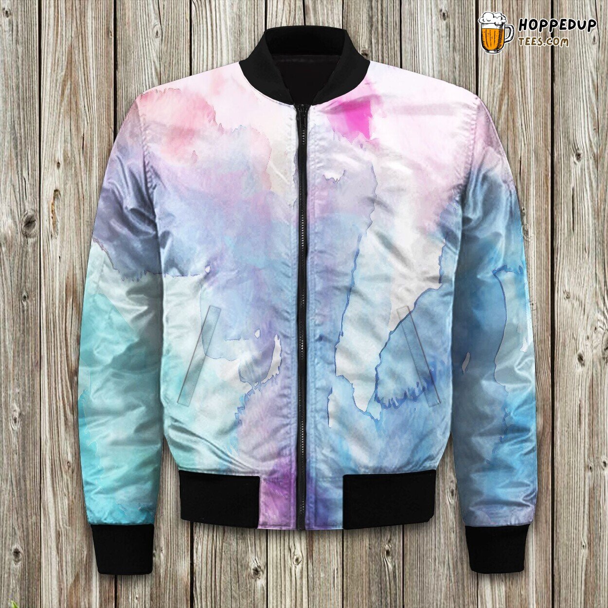 Delicate Watercolor Blend Winter Bomber Jacket Artistic Fashion Flair