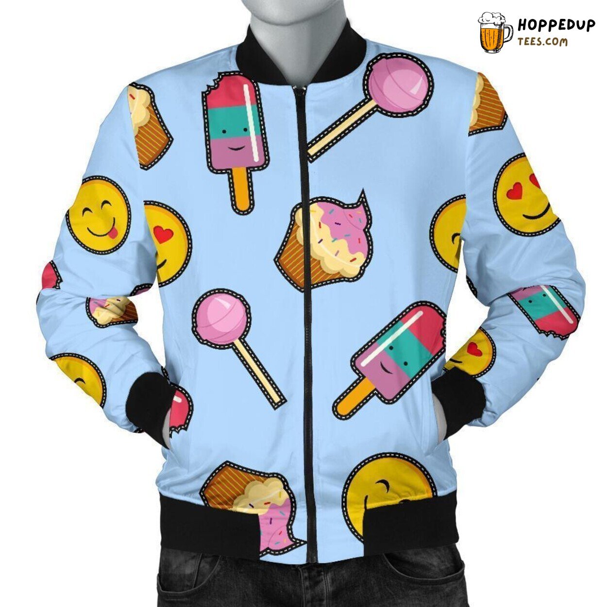 Delicious Emoji Dessert Themed Men’s Bomber Jacket Unique Pattern Essence