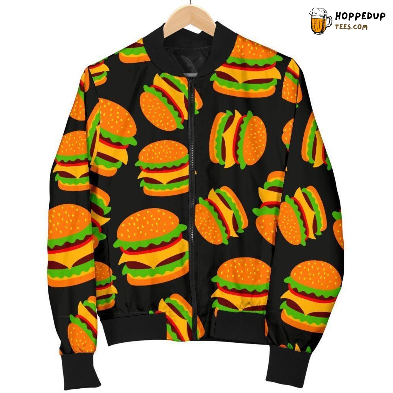 Delicious Hamburger Tribute Men’s Bomber Jacket Unique Pattern Design Art