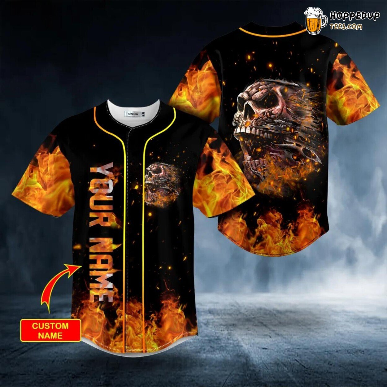 Demon Fire Authentic Skull Design Baseball Jersey Unique Edition