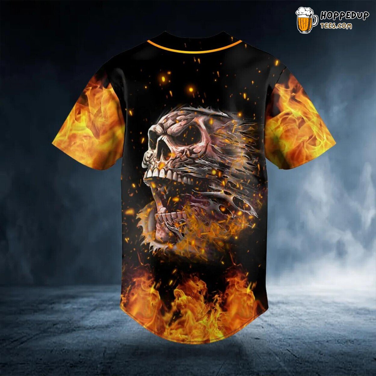 Demon Fire Skull Design Baseball Jersey Graphic Tees 3D Print Unique