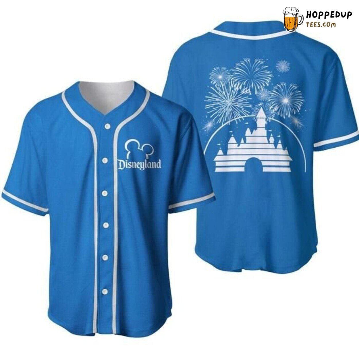 Denim Blue White Disneyland Fireworks Casual Unisex Baseball Jersey