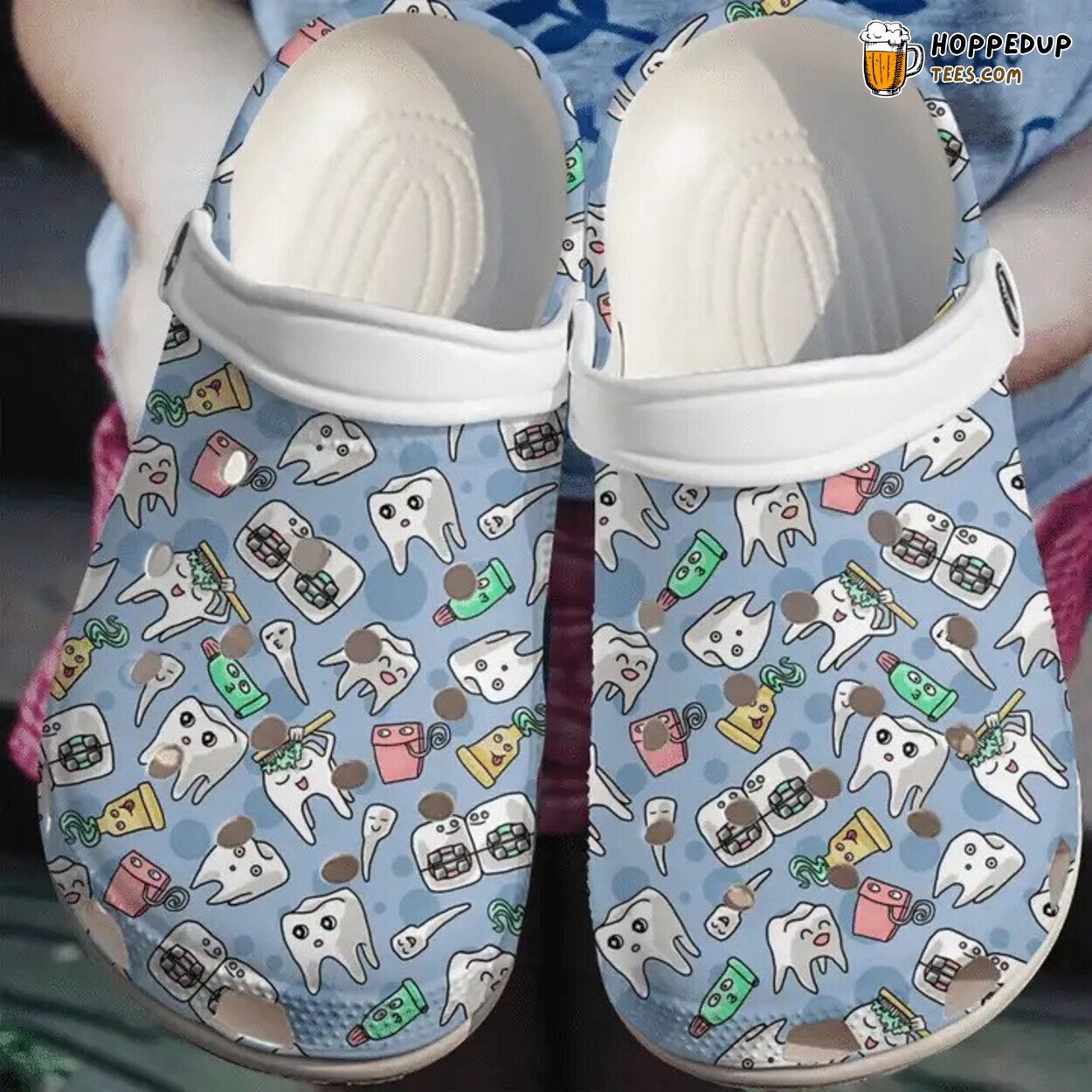 Dentist Doctor Teeth Pattern Durable Comfortable Clogs Professional Shoes