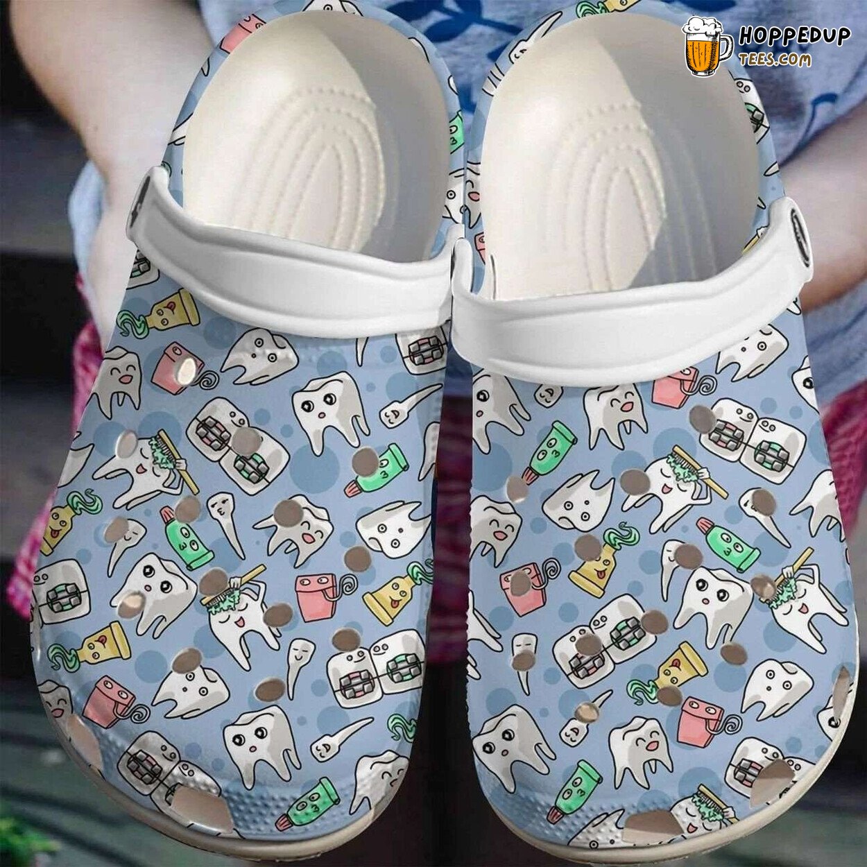 Dentist Theme Comfortable Clogs Shoes Unique Dental Profession Inspired Design